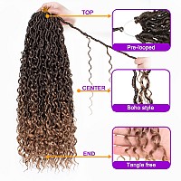 Zrq 30 Inch Goddess Locs Crochet Hair 8Packs Boho Faux Locs Croceht Braids Pre Looped Long Bohemian Locs Crochet Hair Ombre Hip