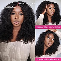 Julia Hair Curly Lace Closure Wigs Human Hair For Black Women Afro Kinky Curly T Part Hd Transparent Lace Front Wig Pre Plucked