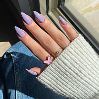 Light Purple Almond Shaped Nails Press On Nails Kxamelie Glue On Nails Almond For Women Acrylic Nails Press On Medium Length S