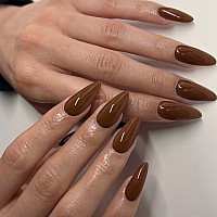 Coffee Almond Shaped Nails Press On Nails Kxamelie Glue On Nails Almond For Women Acrylic Nails Press On Medium Length Stick On