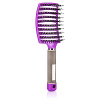 Curved Vented Hair Brush For Blow Drying And Detangling For Wet Dry Hair Women And Kids Purple