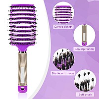 Curved Vented Hair Brush For Blow Drying And Detangling For Wet Dry Hair Women And Kids Purple