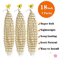 Paraglame Blonde Deep Wave Crochet Hair 18 Inch Ocean Wave Crochet Hair 3 Packs Curly Braiding Hair Extensions For Women3Packs