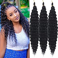 Paraglame Ocean Wave Crochet Hair 18 Inch Curly Braiding Hair 3 Packs Deep Wave Braiding Hair For Goddess Knotless Braids Natura