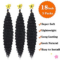 Paraglame Ocean Wave Crochet Hair 18 Inch Curly Braiding Hair 3 Packs Deep Wave Braiding Hair For Goddess Knotless Braids Natura