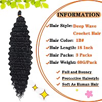 Paraglame Ocean Wave Crochet Hair 18 Inch Curly Braiding Hair 3 Packs Deep Wave Braiding Hair For Goddess Knotless Braids Natura