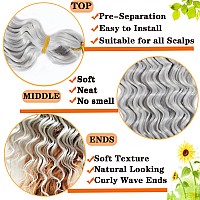 Silvery White Curly Braiding Hair 18 Inch Ocean Wave Crochet Hair For Goddess Braids 3 Packs Deep Wave Braiding Hair For Women3