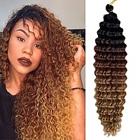 Paraglame Ocean Wave Crochet Hair Ombre Brown Curly Braiding Hair 18 Inch Deep Wave Braiding Hair For Bohemian Knotless Braids W