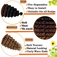 Paraglame Ocean Wave Crochet Hair Ombre Brown Curly Braiding Hair 18 Inch Deep Wave Braiding Hair For Bohemian Knotless Braids W