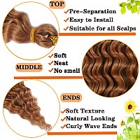 Paraglame Deep Wave Braiding Hair 18 Inch Ocean Wave Crochet Hair 3 Packs Brown Synthetic Curly Wavy Braiding Hair Beach Curl Cr