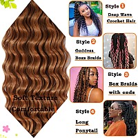 Paraglame Deep Wave Braiding Hair 18 Inch Ocean Wave Crochet Hair 3 Packs Brown Synthetic Curly Wavy Braiding Hair Beach Curl Cr