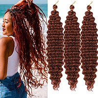 Paraglame Ginger Deep Wave Braiding Hair 18 Inch Ocean Wave Crochet Hair 350 Color 3 Packs Curly Braiding Hair For Goddess Braid