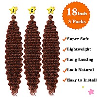 Paraglame Ginger Deep Wave Braiding Hair 18 Inch Ocean Wave Crochet Hair 350 Color 3 Packs Curly Braiding Hair For Goddess Braid