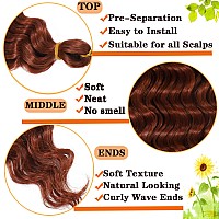 Paraglame Ginger Deep Wave Braiding Hair 18 Inch Ocean Wave Crochet Hair 350 Color 3 Packs Curly Braiding Hair For Goddess Braid