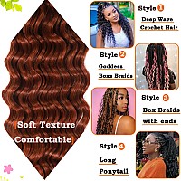 Paraglame Ginger Deep Wave Braiding Hair 18 Inch Ocean Wave Crochet Hair 350 Color 3 Packs Curly Braiding Hair For Goddess Braid