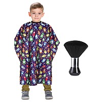 Kids Barber Cape With Neck Duster Brush Professional Salon Hair Cutting Cape With Adjustable Snap Closurecartoon Robot