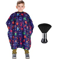 Kids Barber Cape With Neck Duster Brush Professional Salon Hair Cutting Cape With Adjustable Snap Closurecartoon Monster