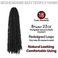 Bohobabe 18 Inch Light Weight Butterfly Locs Crochet Hair 8 Packs Long Black Distressed Butterfly Faux Locs Crochet Hair 1