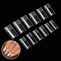 Inenk No C Curve L Square Nail Tips Half Matte Clear Half Cover Tapered Square Straight Flat Tips For Acrylic Nails Art Desig