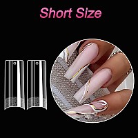 Inenk No C Curve L Square Nail Tips Half Matte Clear Half Cover Tapered Square Straight Flat Tips For Acrylic Nails Art Desig