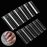 Inenk Flattened No C Curve Xxl Square Nail Tips Half Matte Clear Half Cover Tapered Square Straight Flat Tips For Acrylic Nai