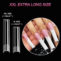 Inenk Flattened No C Curve Xxl Square Nail Tips Half Matte Clear Half Cover Tapered Square Straight Flat Tips For Acrylic Nai