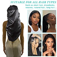 2Pcs Bonnets For Black Women Braid Bonnet Large Long Satin Bonnet For Braids Silk Bonnet With Stretchy Tie Band Sleep Cap Hair