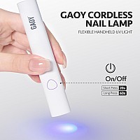 Gaoy Cordless Nail Lamp With Stand Handheld Uv Light For Gel Nails Rechargeable Usb Nail Dryer For Fast Curing White