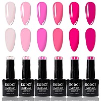 Eodci Gel Nail Polish Set 6 Colors Summer Hot Pink Shades Neon Light Bright Pink Magenta Electric Tones Craze Sakura Nail Art D