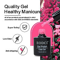 Eodci Gel Nail Polish Set 6 Colors Summer Hot Pink Shades Neon Light Bright Pink Magenta Electric Tones Craze Sakura Nail Art D