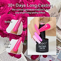 Eodci Gel Nail Polish Set 6 Colors Summer Hot Pink Shades Neon Light Bright Pink Magenta Electric Tones Craze Sakura Nail Art D