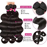 10A Body Wave Bundles With Closure 24 26 2820 Brazilian Human Hair 3 Bundles With 4X4 Lace Closure 100 Unprocessed Virgin Ha