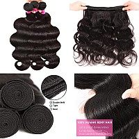 10A Body Wave Bundles With Closure 24 26 2820 Brazilian Human Hair 3 Bundles With 4X4 Lace Closure 100 Unprocessed Virgin Ha