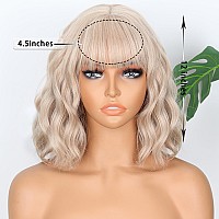 Missqueen Blonde Wig Wavy Short Bob Blond Wigs With Air Bangs Shoulder Length Drity Blonde Wigs For Women Wavy Synthetic Cosplay