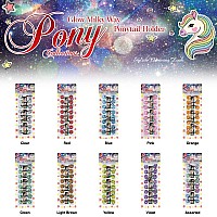 Beauty Town 16 Count Hair Ties 20Mm Elastic Hair Accessories For Girls Glitter Bubble Twinbead Ponytail Holders Glow In The D