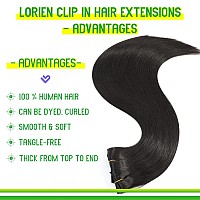 Lorien Clip In Hair Extensions Real Human Hair 24 Inch 120G 1B Natural Black Clip In 100 Brazilian Remy Human Hair Extension