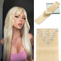 Lorien Clip In Hair Extensions Real Human Hair 18 Inch 100G 60 Platinum Blonde Clip In 100 Brazilian Remy Human Hair Extensi