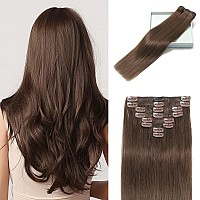 Lorien Clip In Hair Extensions Real Human Hair 22 Inch 110G 4 Dark Brown Clip In 100 Brazilian Remy Human Hair Extensions 8P