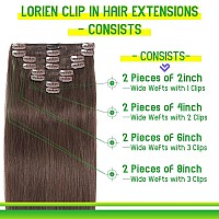 Lorien Clip In Hair Extensions Real Human Hair 22 Inch 110G 4 Dark Brown Clip In 100 Brazilian Remy Human Hair Extensions 8P