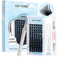 Lash Clusters Kit Gemerry Diy Lash Extension Kit With Eyelash Clusters 10Ml Lash Bond And Seal Lash Glue Remover And Lash Tweeze