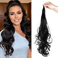 Ponytail Extension 22 Inch Flexible Wrap Around Lengthened Long Curl Synthetic Ponytail Wavy Hair Ponytail Womens Everyday Hair