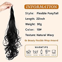 Ponytail Extension 22 Inch Flexible Wrap Around Lengthened Long Curl Synthetic Ponytail Wavy Hair Ponytail Womens Everyday Hair