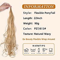 Ponytail Extension Hair 22 Inch Flexible Wrap Around Ponytail Hair Synthetic Ponytail Lengthened Long Curly Ponytail Womens Dai