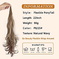 Ponytail 22 Inch Flexible Wrap Around Ponytail Extension Long Ponytail Hair Extensions Curling Synthetic Ponytail Wig For Daily