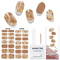 Dukasou Semi Cured Gel Nail Strips 28Pcs Real Nail Polish Art Stickerswraps Includes Prep Pads Nail File Wood Stick Stick