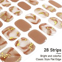 Dukasou Semi Cured Gel Nail Strips 28Pcs Real Nail Polish Art Stickerswraps Includes Prep Pads Nail File Wood Stick Stick