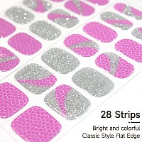 Dukasou Semi Cured Gel Nail Strips 28Pcs Real Nail Polish Art Stickerswraps Includes Prep Pads Nail File Wood Stick Stick