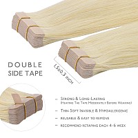 Wennalife Tape In Hair Extensions Human Hair 20Pcs 40G 12 Inch Bleach Blonde Remy Hair Extensions Straight Human Hair Tape In E