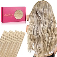 Wennalife Tape In Hair Extensions Human Hair 20Pcs 30G 10 Inch Dirty Blonde Highlighted Bleach Blonde Remy Hair Extensions Stra