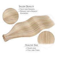 Wennalife Tape In Hair Extensions Human Hair 20Pcs 30G 10 Inch Dirty Blonde Highlighted Bleach Blonde Remy Hair Extensions Stra